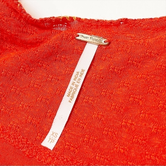 Free People Begonia Top red embroidered flowy boho blouse long sleeve bohemian - Picture 6 of 12